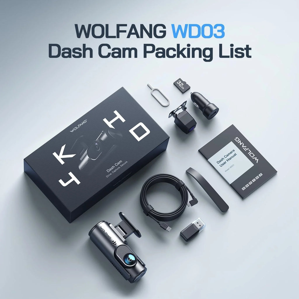 Dash Cam Front and Rear, 4K+1080P Dual Car Camera, Parking Monitor, Loop Recording