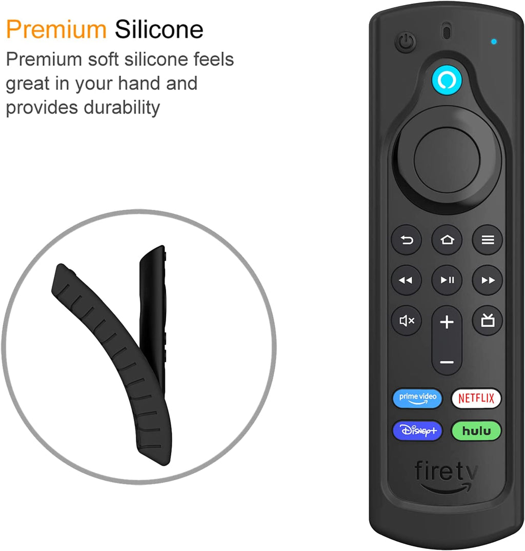 Remote Case for Fire TV Stick HD/4K/4K Max (1St Gen)/Fire TV Stick (3Rd Gen)/Lite - Anti-Slip Shockproof Silicone Cover for Alexa Voice Remote (2Nd & 3Rd Generation) (Black)