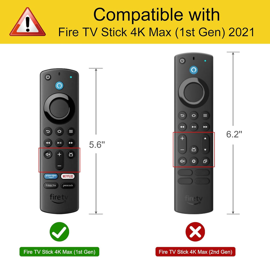 Remote Case for Fire TV Stick HD/4K/4K Max (1St Gen)/Fire TV Stick (3Rd Gen)/Lite - Anti-Slip Shockproof Silicone Cover for Alexa Voice Remote (2Nd & 3Rd Generation) (Black)