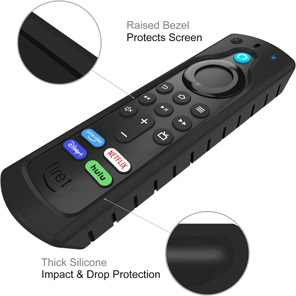 Remote Case for Fire TV Stick HD/4K/4K Max (1St Gen)/Fire TV Stick (3Rd Gen)/Lite - Anti-Slip Shockproof Silicone Cover for Alexa Voice Remote (2Nd & 3Rd Generation) (Black)